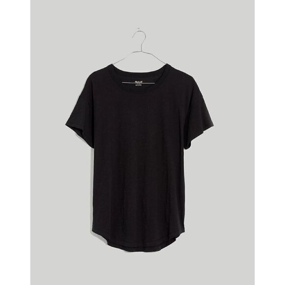 Madewell Whisper Cotton Rib-Crewneck Tee in True Black XXSmall Womens as-is - Picture 9 of 9
